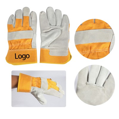 Yellow Cloth Two-Finger Leather Welding Gloves