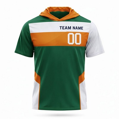 Sublimated Short Sleeve Silk Feel Hooded T Shirt