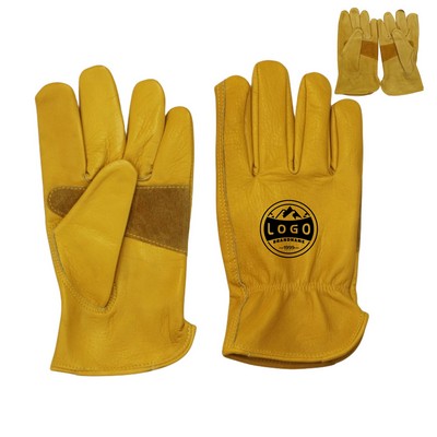 BC Yellow Leather Truck Driver Work Gloves