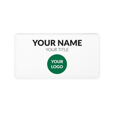 The Mighty Badge 50 Unit Kit, White 1.5 x 2.75, Magnet Fastener, For Laser Printer