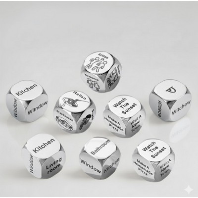 Stainless Steel Polyhedral Dice with Custom Engraved Patterns Decision Dice