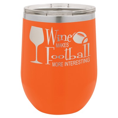 Polar Camel 12 oz. Orange Vacuum Insulated Stemless Wine Tumbler with Lid