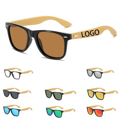 UV400 Bamboo Sunglasses Metal Half Frame