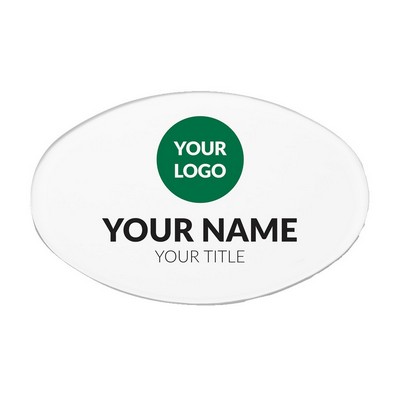 The Mighty Badge 50 Unit Kit, White Oval, Pin Fastener, For InkJet Printer