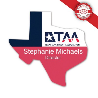 Custom Shaped Badge - UV Inkjet & Engraved (11-15 Sq. Inches) Personalized