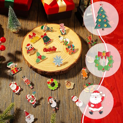 Christmas Enamel Lapel Pins Brooch Pin Badge Christmas Tree Snowman Holiday Cartoon Backpack Pin