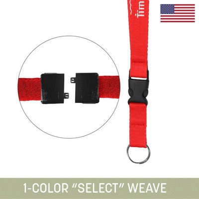 3/4" Woven Detachable Lanyard w/ Split Ring and Back Breakaway- "Select" Weave