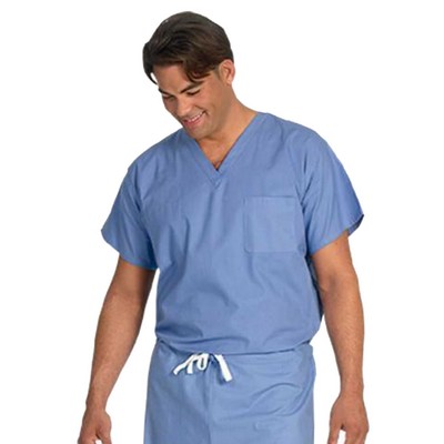 Fashion Seal Fashion Poplin - Unisex Reversible V-Neck Top in Ciel Blue