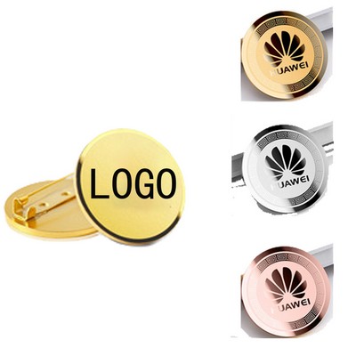 Customized Circular Stainless Steel Metal Glossy Pin Work Badge