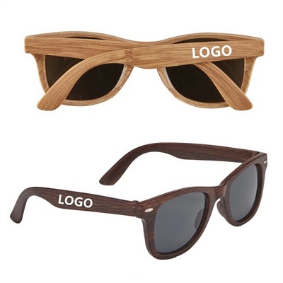 UV400 Protective Wood Grain Plastic Fashion Sunglasses