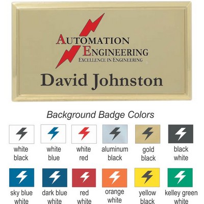 Square Corner Name Badge w/Gold Frame (3"x 1½")