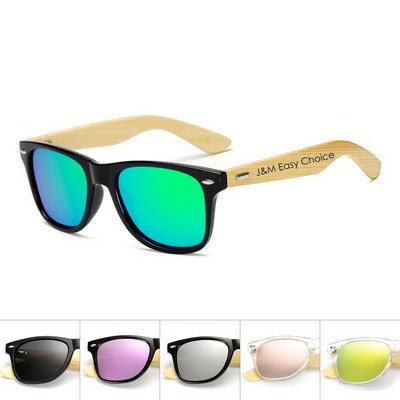 Unisex Bamboo Arm Polarized Sunglasses