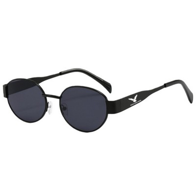 Retro Oval UV400 Metal Frame Trendy Sunglasses