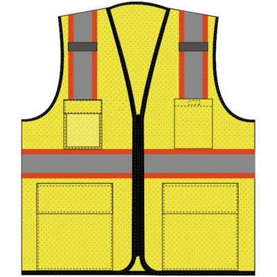 Safety Brite SB-43Z Class 2 Multi-Pocket Two-Tone Trim Mesh Vest