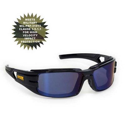 Trooper Style Premium Safety Sun Glasses W/ Blue Mirror Lens