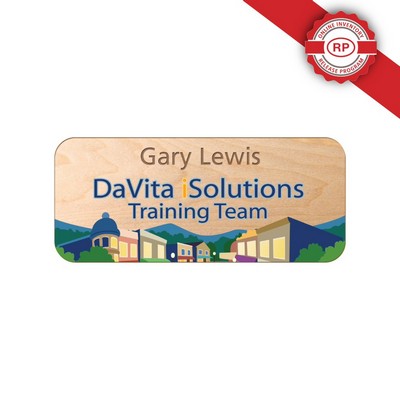 USA Made UV Inkjet & Engraved Wood Badge Personalized – Custom Shape (1–5 Sq. Inches)