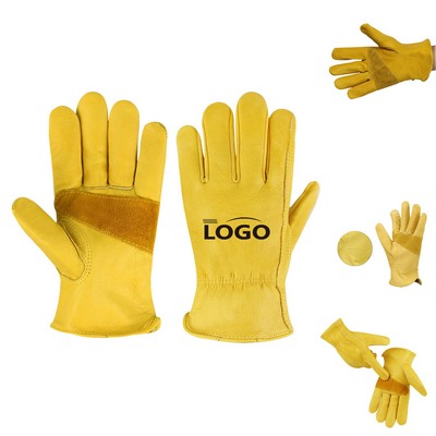 Yellow Cowhide Leather Work Gloves