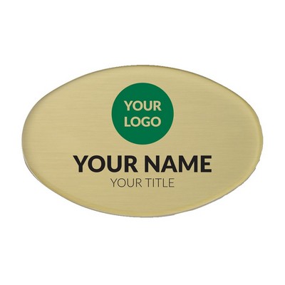 The Mighty Badge 50 Unit Kit, Gold Oval, Pin Fastener, For InkJet Printer