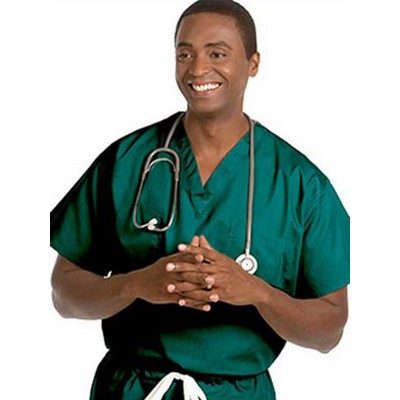 Fashion Seal Fashion Poplin - Unisex Reversible V-Neck Top in Fir Green