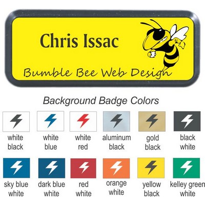 Round Corner Name Badge w/Black Frame (3"x 1")
