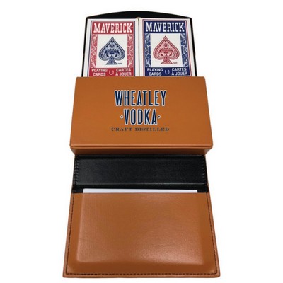 Leather Card Case with Score Pad and Playing Cards