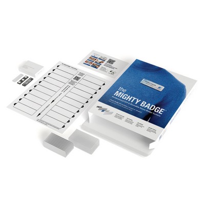 The Mighty Badge 10 Unit Kit, Silver 1 x 3, Magnet Fastener, For Inkjet Printer