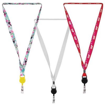 3/4" Sublimation Lanyard w/ Retractable Badge Holder (QuickShip) 18-24 Days