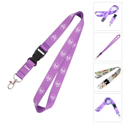 3/4" Dye-Sublimated Lanyard w /Detachable Buckle & Lobster Claw