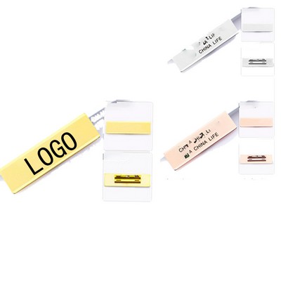 Customized Rectangular Stainless Steel Metal Glossy Pin Work Badge