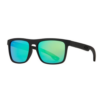 Brayden Matte Onyx Polarized Sunglasses w/Green Mirror Lens