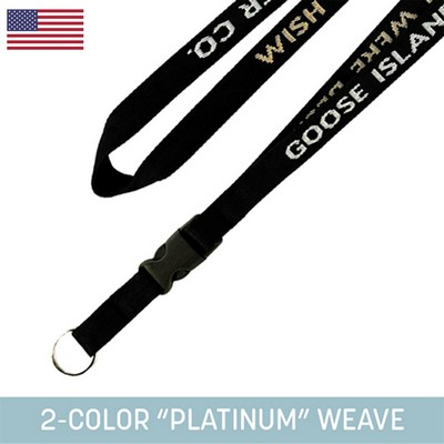 3/4" Woven Detachable Lanyard w/ Split Ring - "Platinum" Weave