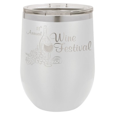 Polar Camel 12 oz. White Vacuum Insulated Stemless Wine Tumbler with Lid