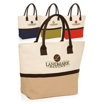 Eco-Friendly Two-Tone Jute Beach Tote Bag