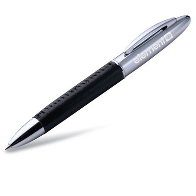 Platinum Series Twist-Action Ballpoint Pen with Black Leather Barrel