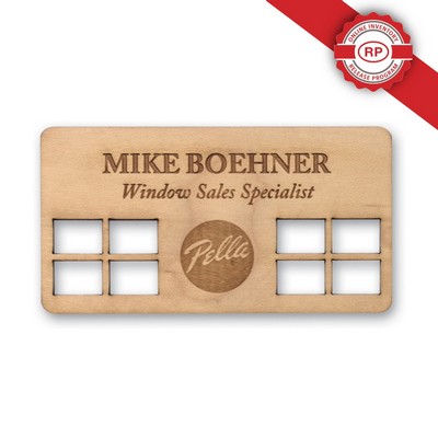 USA Made Laser Engraved Wood Badge – Custom Shape (1–5 Sq. Inches)