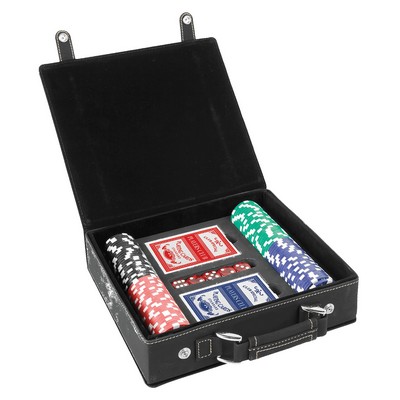 Black/Gold Leatherette 100 Chip Poker Set