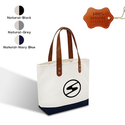 Large Classic Leather Handle Tote