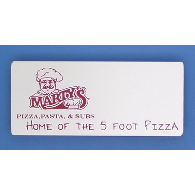 3"x 1.25" Aluminum Badge with an epoxy screen printed imprint and a pin back attachment. USA