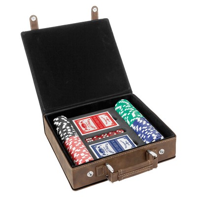 Rustic/Gold Leatherette 100 Chip Poker Set