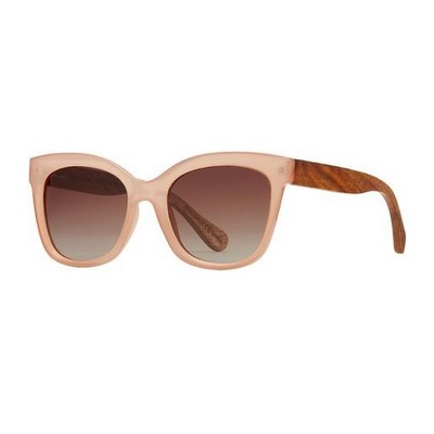 Nora Eco-Sustainable Polarized Sunglasses w/Blush Pink/Wood Brown Frame