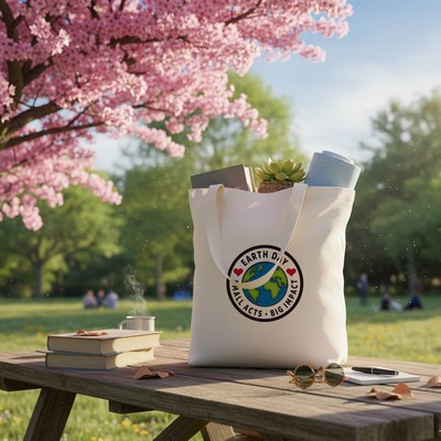 6 oz. 100% Natural Cotton Canvas Tote Bag w/Bottom Gusset