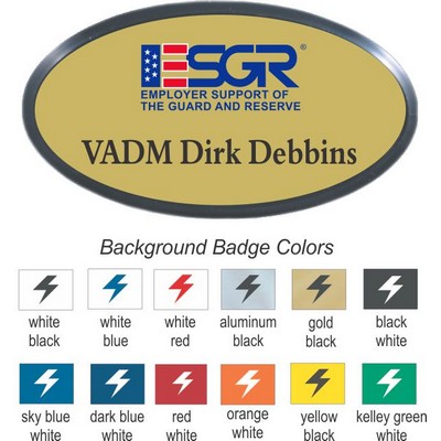 Oval Name Badge w/Black Frame (3"x 1½")