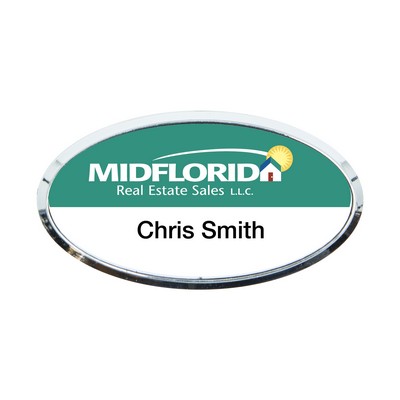 Plastic Framed Badges Oval - Personalized 1.5"X3" (UV Inkjet & Engraved)
