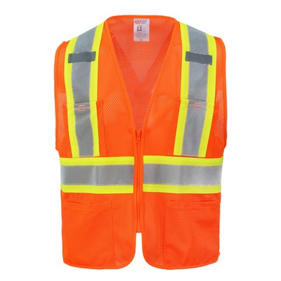 Safety Brite SB-42Z Class 2 Multi-Pocket Two Tone Mesh Vest