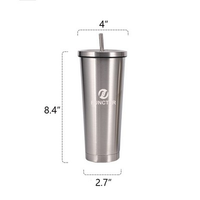 25 oz. Large Capacity Vacuum Insulated Office Coffe Tumbler W/ Straw