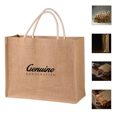 Dual Tone Jute Shopper Tote Bag