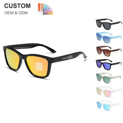 UV400 Polarized Retro Round-Frame Clear Lens Sunglasses