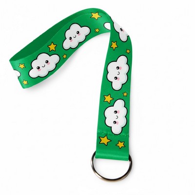 3/4" Full Color Polyester Wrist Keychain Lanyard w/ Split Ring